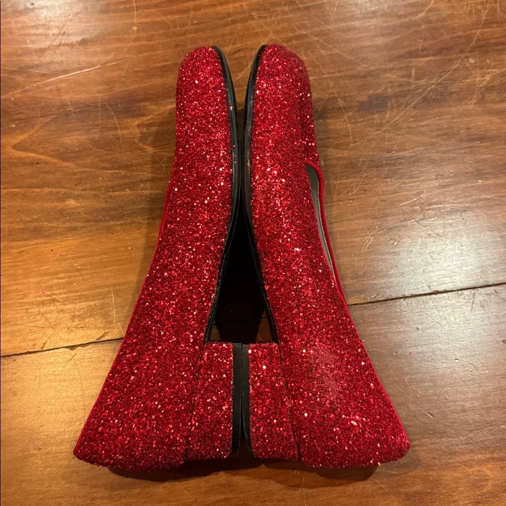CIRCO Red Glitter Dorothy Wizzard OZ Slip On Shoes Little Girls Size 3 Costume